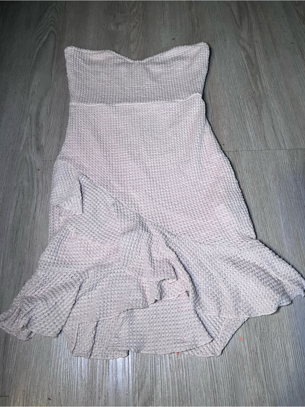 Strapless Textured Knit Mini Dress Medium